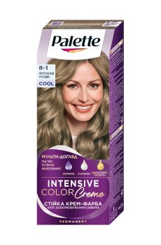 Стойкая крем-краска для волос Palette Интенсивный цвет 8-1 Пепельный русый, 110 мл