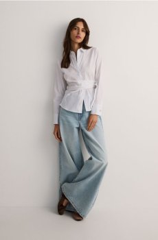 Reserved - Блуза з ефектною завязкою - білий - 9946H-00X