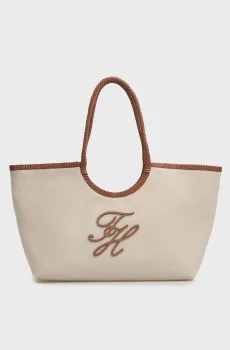 Женская бежевая льняная сумка ELEV Бежевый ONESIZE Tommy Hilfiger AW0AW18629