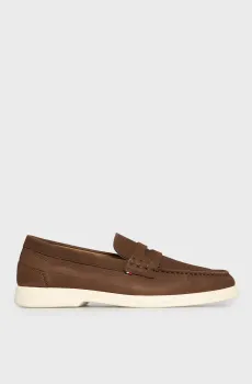 Мужские коричневые нубуковые лоферы TOMMY HILFIGER NUBUCK P LOAFER Коричневый 41 Tommy Hilfiger FM0FM05350