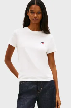 Женская белая футболка WAVY FLAG Белый S Tommy Jeans DW0DW22274