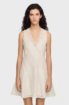 Женская белая льняная юбка Белый 34 Sandro SFPRO04866_white