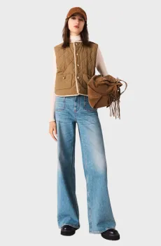 Женский двусторонний жилет Разноцветный 40 MAJE MFPOU01406_Ecru Khaki