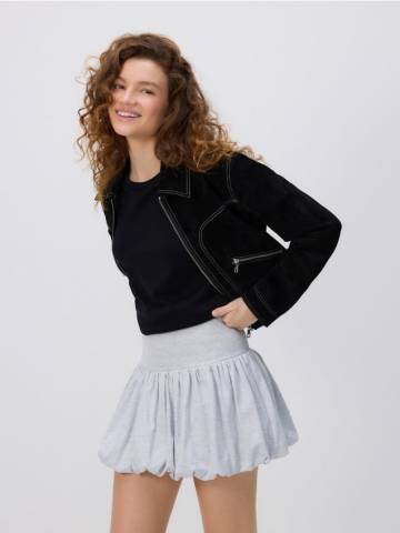 Reserved - Спідниця-балон міні - світло-сірий - YT742-09M