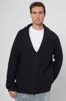 Мужской темно-синий шерстяной кардиган BOSS x BECKHAM Синий XL BOSS 50554341;409