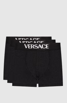 Набор черных трусов-боксеров с узором логотипа