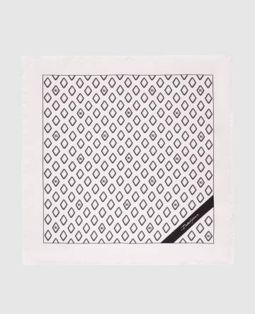 Белый платок-паше из шелка в принт