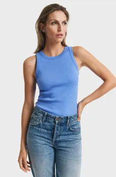 Женская голубая майка HIGH NECK RIB Голубой S Gant 4201407