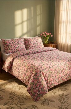 Комплект постільної білизни з квітами - різнобарвний