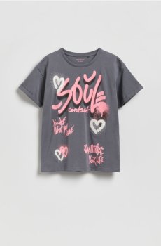 Reserved - Футболка з принтом - темно-сірий - 402HU-90X