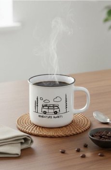 Керамічне горнятко з мандрівним мотивом - різнобарвний