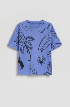 Reserved - Бавовняна футболка з принтом - фіолетовий - 909IX-45X