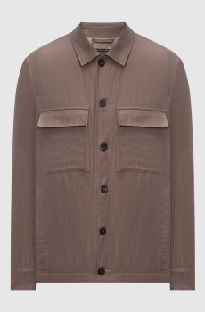 Коричневая рубашка из льна с нашивкой логотипа