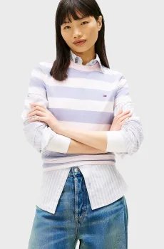 Женская футболка в полоску REG S FLAG JERSEY Разноцветный S Tommy Jeans DW0DW21834
