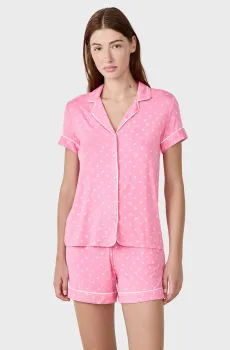 Женская розовая пижама с узором (рубашка, шорты) ALBANE Розовый M Etam 6556312