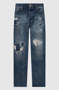 Синие джинсы с заплатками