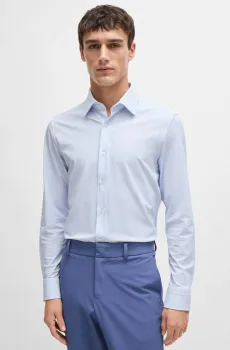 Мужская голубая рубашка с узором Голубой 42 BOSS 50521027;452