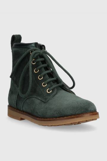 Детские замшевые ботинки Pom Dapi TRIP HI LACE цвет зелёный