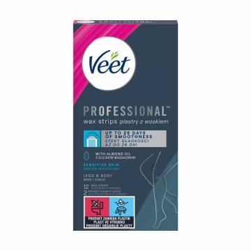 Восковые полоски для депиляции Veet Professional для чувствительной кожи, 12 шт Восковые полоски для депиляции Veet Professional для чувствительной кожи, 12 шт