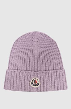 Детская фиолетовая шапка из шерсти с логотипом