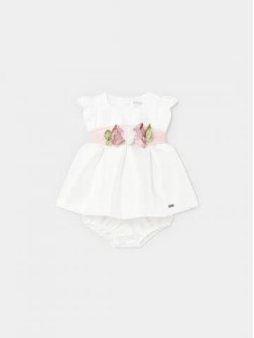 Mayoral Елегантне плаття 1823 Білий Regular Fit