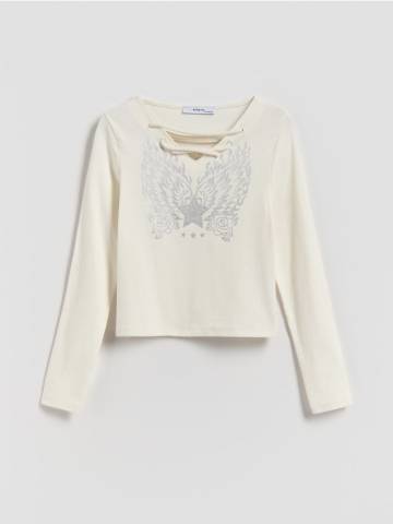 Reserved - Футболка з металевим принтом - кремовий - 368FT-01X