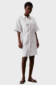 Женское белое платье LINEN BLEND RELAXED Белый XS Calvin Klein K20K206697