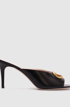 Черные кожаные мюли VLogo