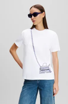 Женская белая футболка KARL K CROSS BAG Белый L Karl Lagerfeld 236W1731