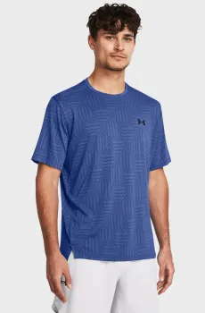 Мужская синяя футболка с узором UA Tech Vent Geotessa SS Синий S Under Armour 1382182-432