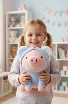 Плюшева свинка в костюмі - різнобарвний