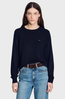 Женский темно-синий шерстяной джемпер Синий XS Sandro SFPPU02879_Navy Blue