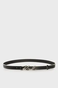 Женский черный кожаный ремень K SIGNATURE MD BELT H2.5 Черный 95 Karl Lagerfeld 245W3105
