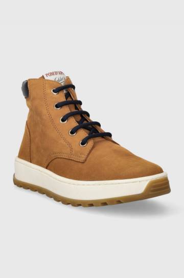 Детские замшевые полуботинки Pom Dapi FLOW BOOTS цвет коричневый
