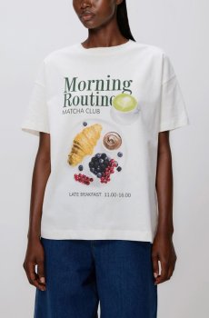 Reserved - Бавовняна футболка з принтом - білий - 208HT-00X