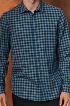 Бавовняна картата сорочка - синій