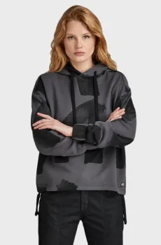 Женское темно-серое худи с узором Серый L G-Star RAW D24384,D589