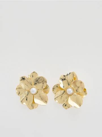 Reserved - Сережки у формі квітів - золотий - 293FD-GLD