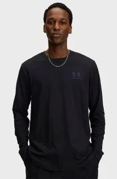 Мужской черный лонгслив UA SPORTSTYLE LEFT CHEST LS Черный S Under Armour 1329585-002