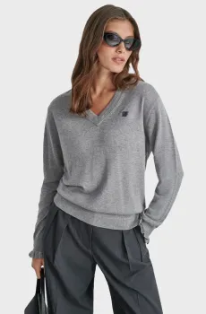 Женский серый пуловер Серый S DKNY D2G4A151