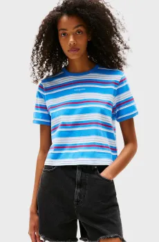 Женская футболка в полоску REG SH SCRIPT STRIPE Разноцветный S Tommy Jeans DW0DW21391