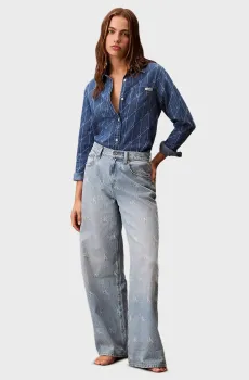 Женские голубые джинсы с узором THE WIDE LEG Голубой 24-RG Calvin Klein Jeans LV047C785G