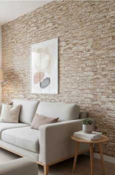 Самоклеюча шпалера з мотивом цегли - бежевий