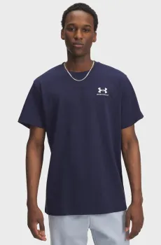 Мужская темно-синяя футболка UA M LOGO EMB HEAVYWEIGHT SS Синий 3XL Under Armour 1373997-411