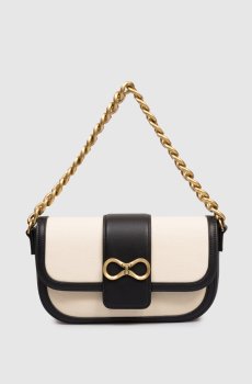 Бежевая сумка-седл с эмблемой