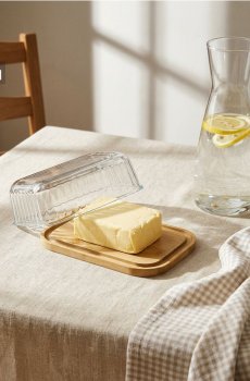 Маслянка з бамбуковою підставкою - clear