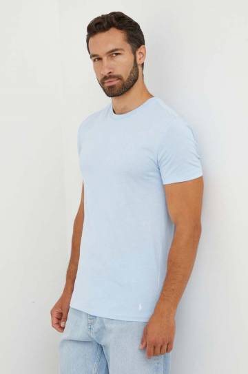 Хлопковая футболка Polo Ralph Lauren 3 шт цвет синий однотонный Хлопковая футболка Polo Ralph Lauren 3 шт цвет синий однотонный