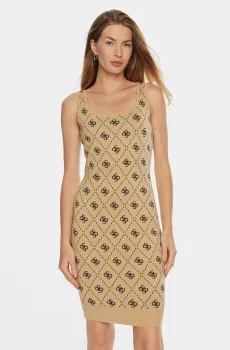 Женское бежевое платье с узором Бежевый M Guess W4BK98.Z3JD2;FN3N