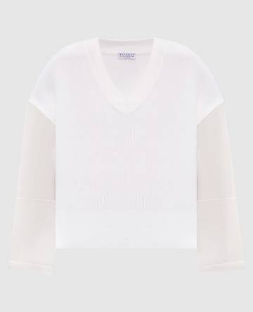 Белый пуловер с цепочкой мониль