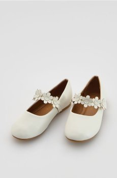 Reserved - Балетки з квітковим декором - білий - 842IS-00X